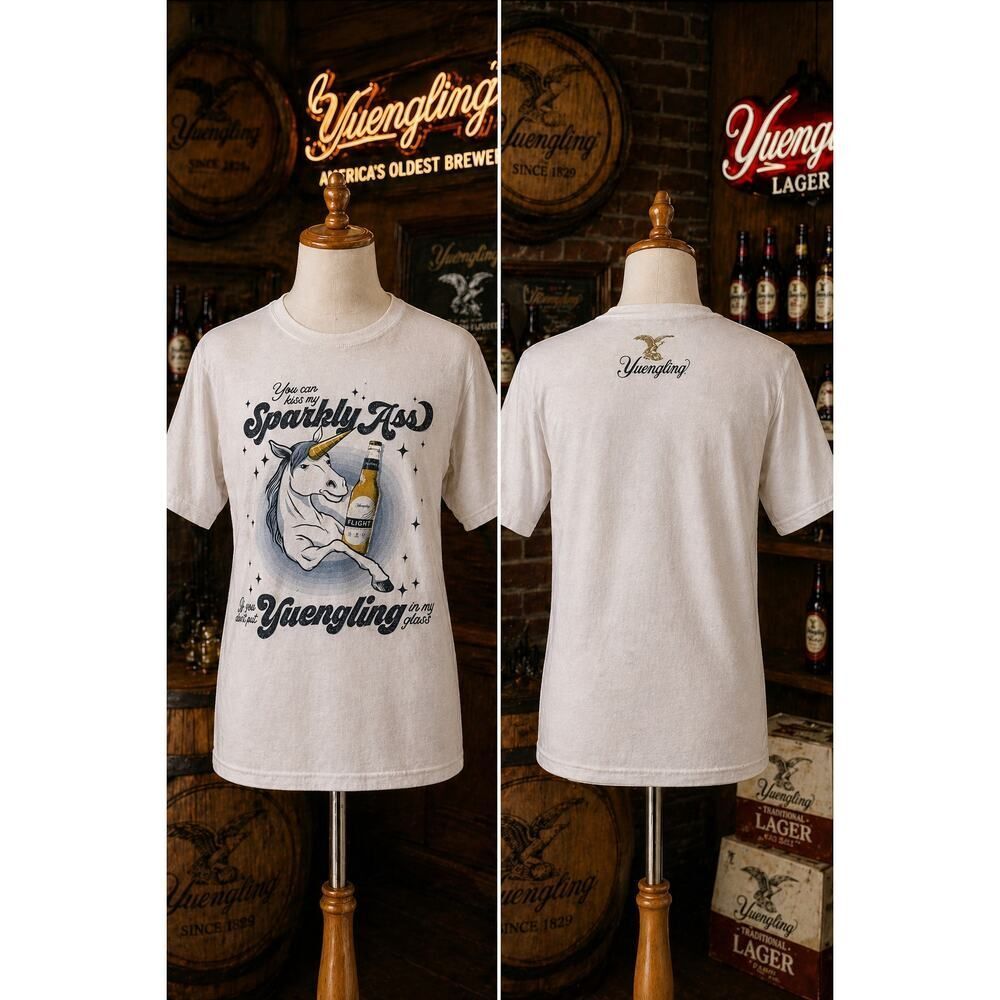 Yuengling Sparkly Ass Unicorn Beer Graphic Tee XL Funny Bar Shirt
